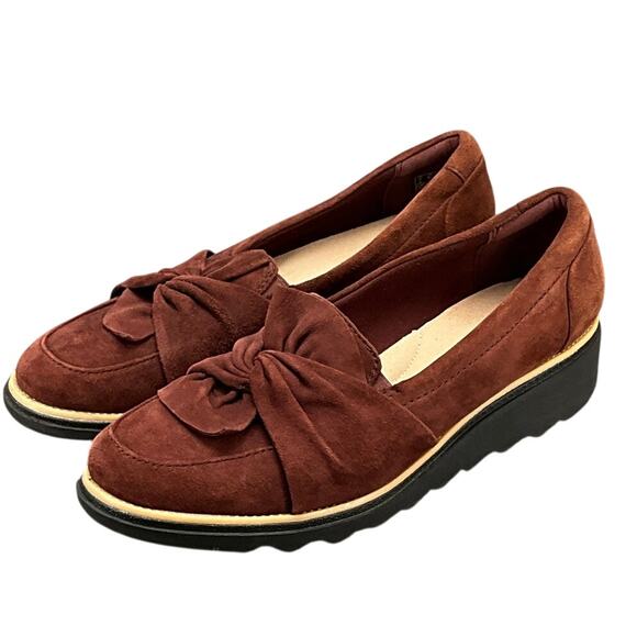 Clarks Ultimate Comfort Collection Ortholite Burgundy Suede Loafer Women 8.5 - Picture 1 of 11